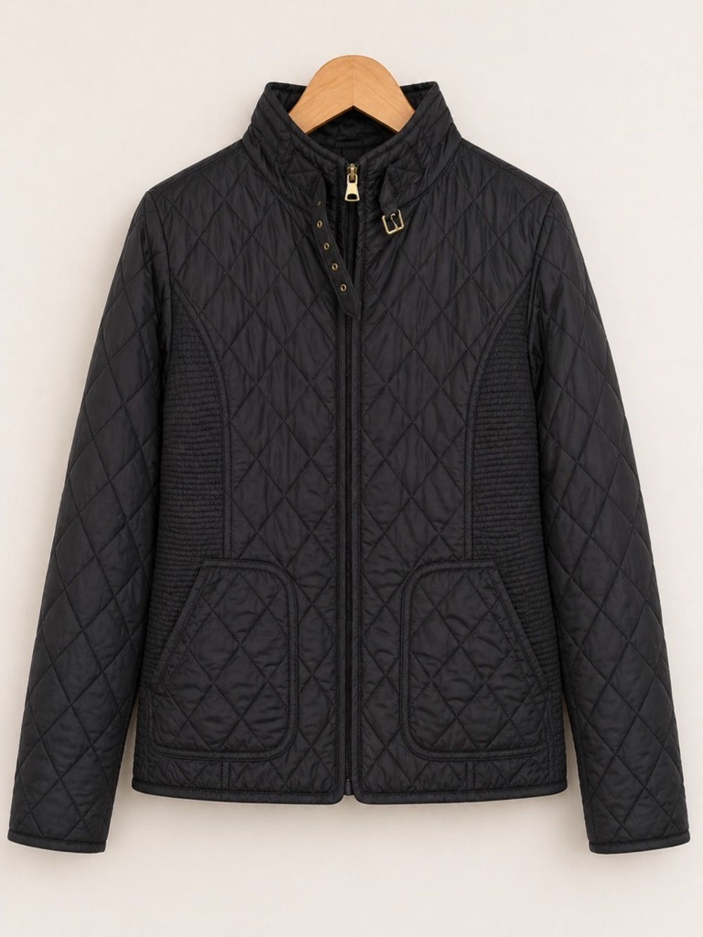Banana Republic Quilted Black Puffer Jacket with Gold Hardware